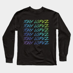 Tony Lopez Logo name rainbow (blue green) - Tiktok Lopez brothers Long Sleeve T-Shirt